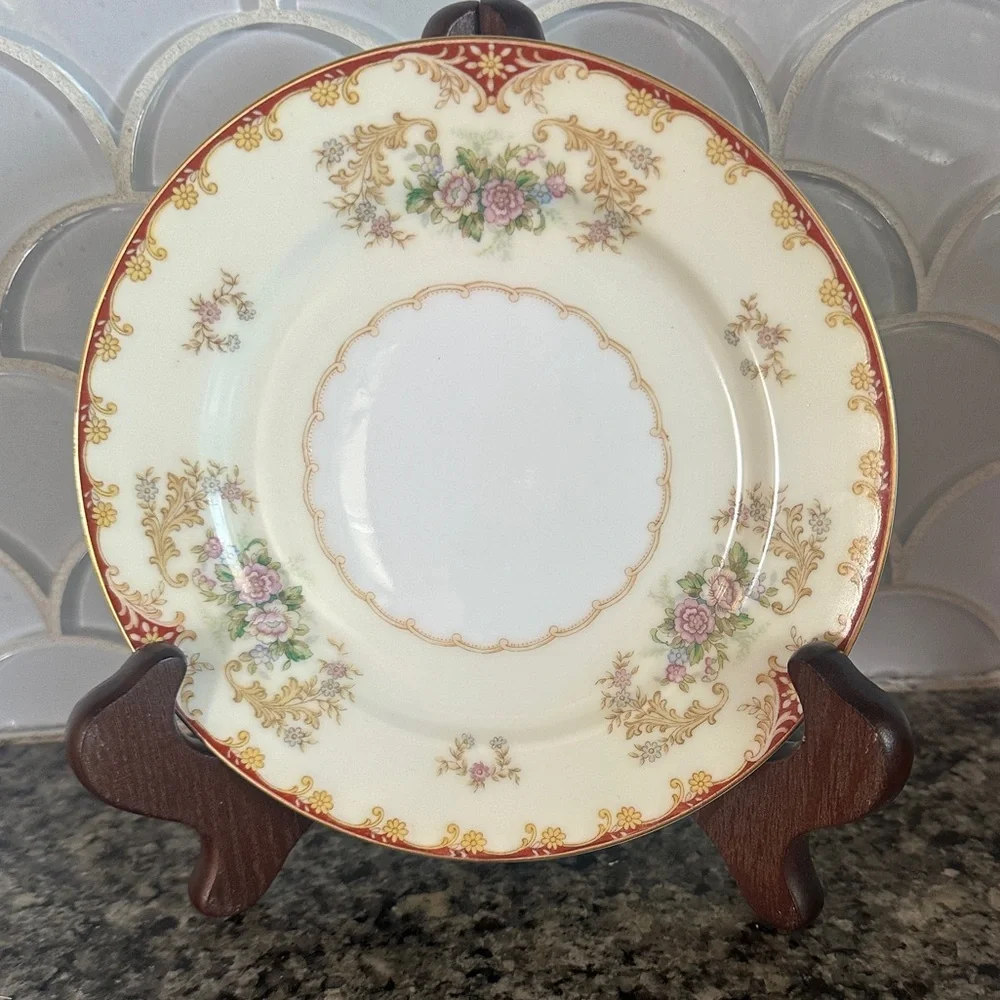 Noritake China Cardinal Rose 6 3/8” Plate Bread / Dessert Occupied Japan Vintage